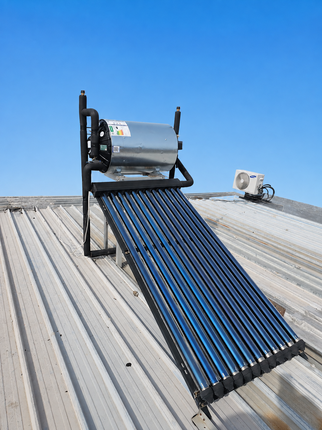 Solar geyser installation on a roof